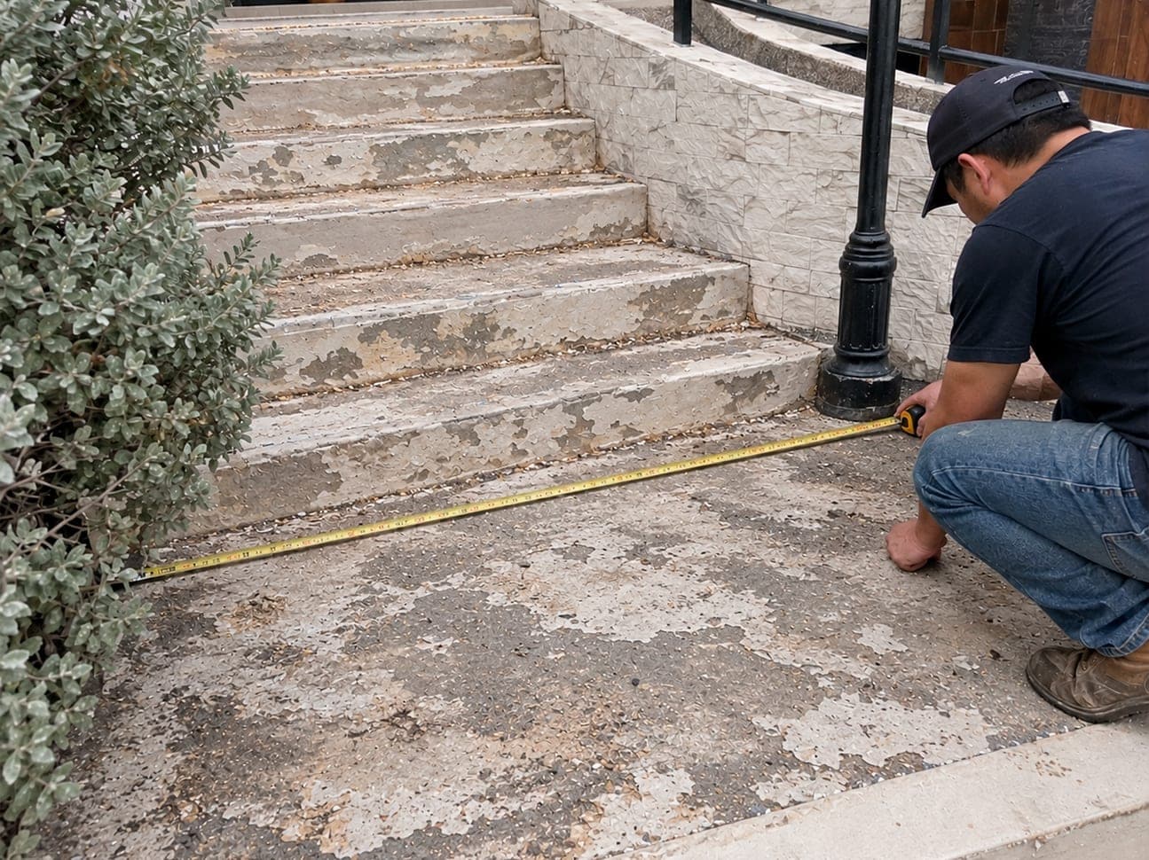 Medición del área de la escalera antes de aplicar el granito